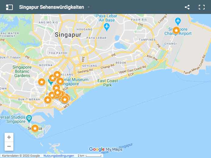 Singapur Sehenswürdigkeiten Karte