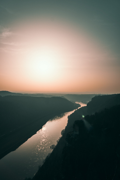 Bastei Sonnenuntergang Elbe