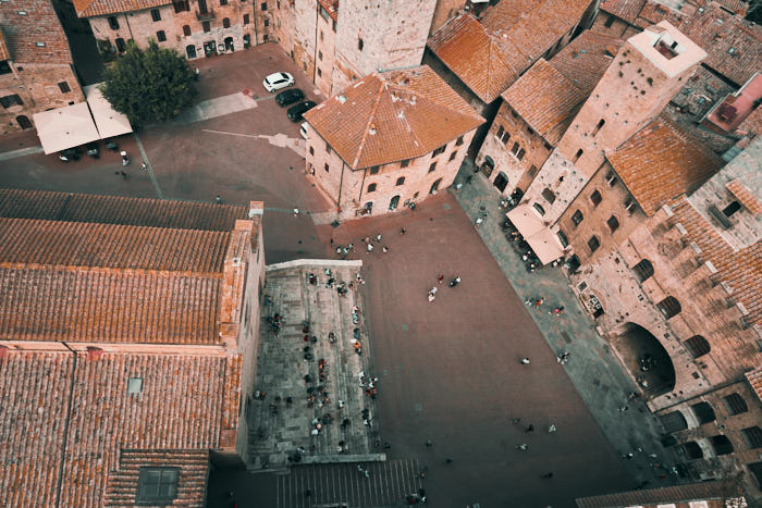 Piazza del Duomo San Gimignano von oben