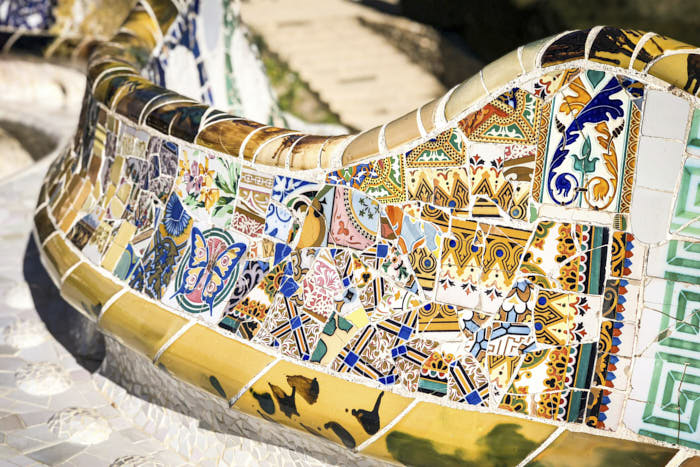 Keramikstücke Mosaik Park Güell